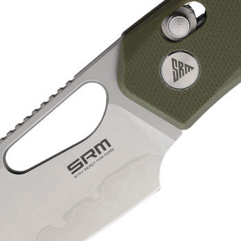 SRM Cub Folding Knife OD Green G10 Handle 140Cr Plain Edge SRM261MGP2