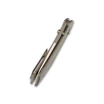 GEO Knife Divid Folding Knife Bronze Titanium Handle Damascus/Copper Plain Edge GEO2507D