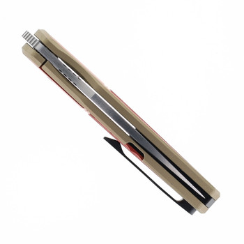 Molsect Yuppie Folding Knife Burgundy & Tan Titanium Handle S90V Blade MUC455CR