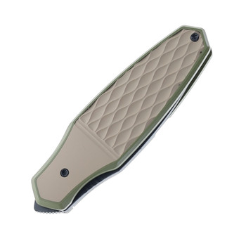 Molsect Yuppie Folding Knife Tan & Green Titanium Handle S90V Blade MUC455CG