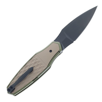 Molsect Yuppie Folding Knife Tan & Green Titanium Handle S90V Blade MUC455CG