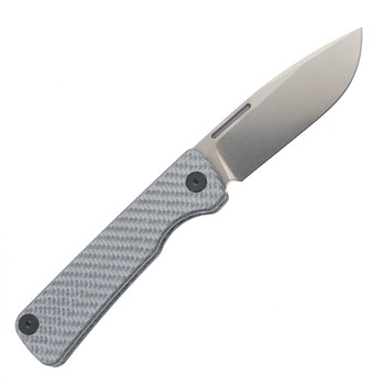 Puppy Tools Puppy 8th Slipjoint Folding Knife Silver Twill Carbon Fiber Handle M390 Stonewashed Blade
