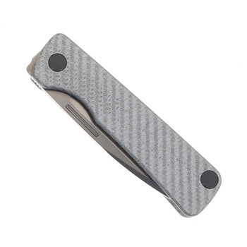 Puppy Tools Puppy 8th Slipjoint Folding Knife Silver Twill Carbon Fiber Handle M390 Stonewashed Blade