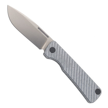 Puppy Tools Puppy 8th Slipjoint Folding Knife Silver Twill Carbon Fiber Handle M390 Stonewashed Blade
