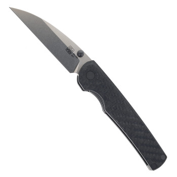 Puppy Tools Snakelet Folding Knife Black Carbon Fiber Handle M390 Stonewashed Blade