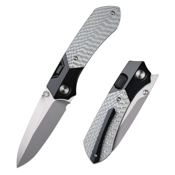 Remette RT-Meteor Folding Knife Titanium/Black Carbon Fiber Handle M390 Spear Point Plain Edge Satin Finish RTPT-BL