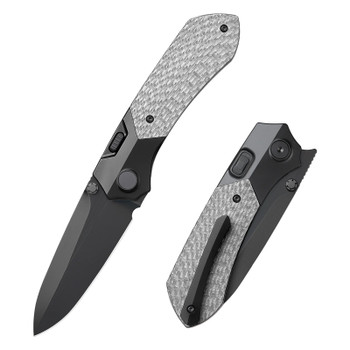 Remette RT-Meteor Folding Knife Black Titanium/Silver Twill Carbon Fiber Inlay Handle M390 Spear Point Plain Edge Black DLC Finish RTPT-BDL