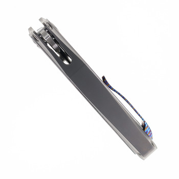 Tuya Knives Camel Folding Knife Gray Titanium Integral/Color Mokume Handle M390 Drop Point Plain Edge Stonewash Finish