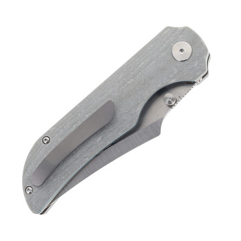 Tuya Wolf Folding Knife Gray G-Carta Micarta Handle M390 Harpoon Plain Edge Satin Finish T1745-F