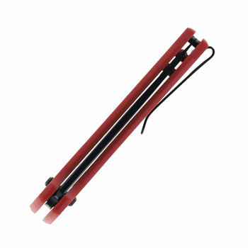 CRKT Q Compact Folding Knife Red GRN Handle 14C28N Drop Point Plain Edge Black Oxide Finish 7075R