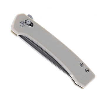 CRKT Q Compact Folding Knife Sand GRN Handle 14C28N Drop Point Plain Edge Stonewash Finish 7075S