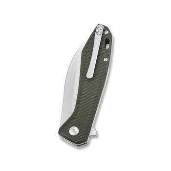 (Weak Detent) Open Box/Returned Discontinued QSP Pelican Folding Knife Linen Micarta Handle S35VN Plain Edge Satin QS118-E2