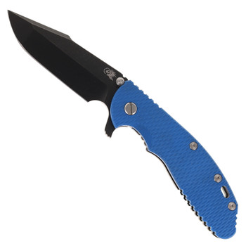 Hinderer Knives XM-24 Harpoon Spanto Folding Knife Blue G10 Battle Black Titanium Handle DLC S45VN Blade