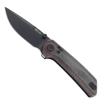 Reate PL-XT Folding Knife Black/Red Canvas Micarta Handle Nitro-V Plain Edge Black DLC Finish