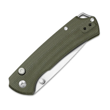 (Scratch on Blade) Open Box/Return Kizer T1 BD Folding Knife Olive Green Micarta Handle Nitro-V Drop Point Plain Edge Satin Finish V3490.2BA1