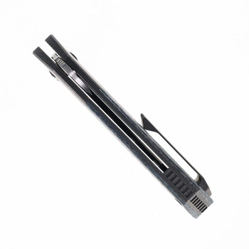 Mechforce Roadster Folding Knife Titanium/Blue Forest Carbon Fiber Handle M390 Tanto Plain Edge Satin Finish