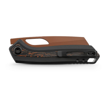 Vosteed Kroc 329 Folding Knife Aluminum/Topographic G10 Handle S35VN Sheepsfoot Plain Edge Copper Dune Finish  A1810