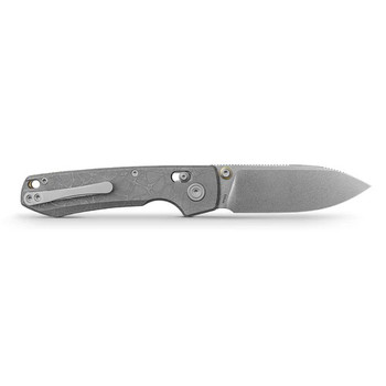 Vosteed Raccoon TiSlim Folding Knife Acid Wash Gray Titanium Handle S35VN Drop Point Plain Edge Stonewash Finish A4506