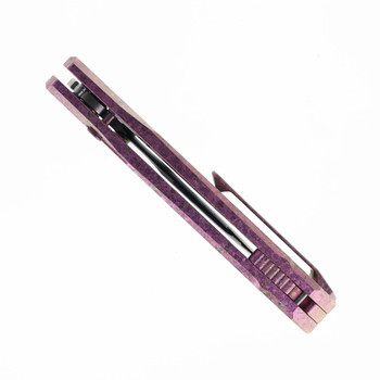 Remette RT-Rhino Folding Knife Purple Anodic Oxidation Titanium Handle M390 Plain Edge RNTB1