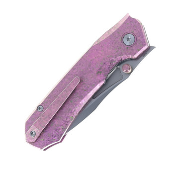 Remette RT-Rhino Folding Knife Purple Anodic Oxidation Titanium Handle M390 Plain Edge RNTB1