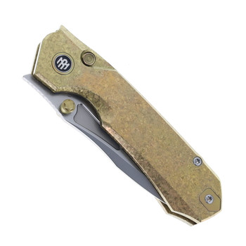 Remette RT-Rhino Folding Knife Yellow Anodic Oxidation Titanium Handle M390 Plain Edge RNTB2