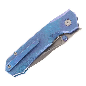 Remette RT-Rhino Folding Knife Blue Anodic Oxidation Titanium Handle M390 Plain Edge RNTB3