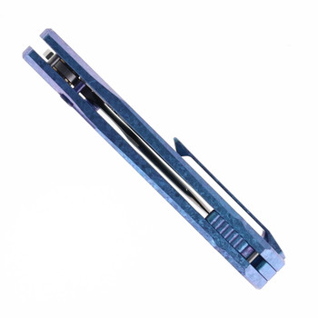 Remette RT-Rhino Folding Knife Blue Anodic Oxidation Titanium Handle M390 Plain Edge RNTB3