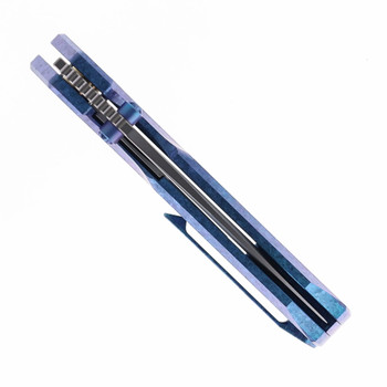 Remette RT-Rhino Folding Knife Blue Anodic Oxidation Titanium Handle M390 Plain Edge RNTB3