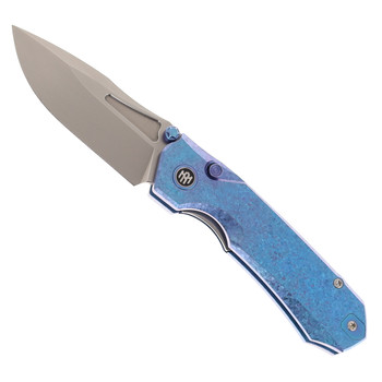 Remette RT-Rhino Folding Knife Blue Anodic Oxidation Titanium Handle M390 Plain Edge RNTB3