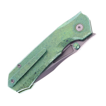 Remette RT-Rhino Folding Knife Green Anodic Oxidation Titanium Handle M390 Plain Edge RNTB4