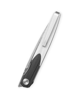 Bestechman Lanza Folding Knife Black/White G10 Handle Damascus
