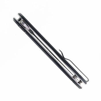 Bestechman Whalefin Folding Knife Black G10 Handle D2 Plain Edge Flat Stonewash/Satin Finish BMK18A