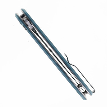 Bestechman Whalefin Folding Knife Blue G10 Handle D2 Plain Edge Flat Stonewash/Satin Finish BMK18B