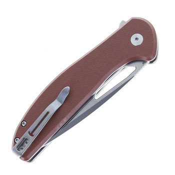 Bestechman Whalefin Folding Knife Brown G10 Handle D2 Plain Edge Flat Stonewash/Satin Finish BMK18C