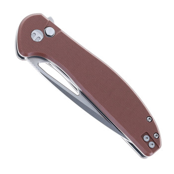 Bestechman Whalefin Folding Knife Brown G10 Handle D2 Plain Edge Flat Stonewash/Satin Finish BMK18C