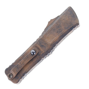 Microtech Combat Troodon Gen III OTF Automatic Knife Signature Series Engraved Aluminum Handle M390MK Plague Outbreak Tanto Blade 1144-1PLOBS