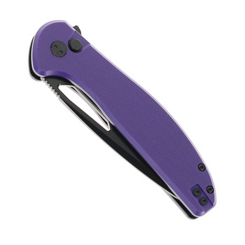 Bestechman Whalefin Folding Knife Purple G10 Handle D2 Plain Edge Black PVD Finish BMK18F