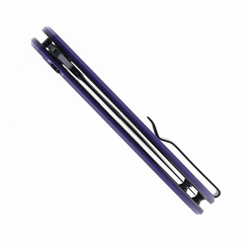 Bestechman Whalefin Folding Knife Purple G10 Handle D2 Plain Edge Black PVD Finish BMK18F