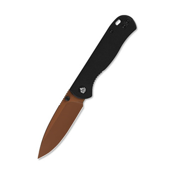 QSP Ferret Folding Knife Black G10 Handle Nitro-V Clip Point Plain Edge Rose Gold Finish QS170-A3