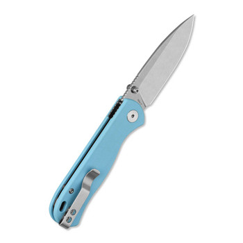 QSP Ferret Folding Knife Sky Blue G10 Handle Nitro-V Clip Point Plain Edge Stonewash Finish QS170-B1