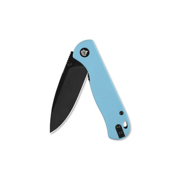 QSP Ferret Folding Knife Sky Blue G10 Handle Nitro-V Clip Point Plain Edge Black Finish QS170-B2