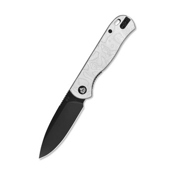 QSP Ferret Folding Knife Silver Aluminum Foil G10 Handle Nitro-V Clip Point Plain Edge Black Finish QS170-D2