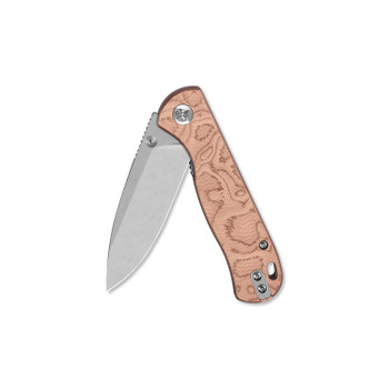 QSP Ferret Folding Knife Copper Foil G10 Handle Nitro-V Clip Point Plain Edge Stonewash Finish QS170-E1