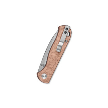 QSP Ferret Folding Knife Copper Foil G10 Handle Nitro-V Clip Point Plain Edge Stonewash Finish QS170-E1