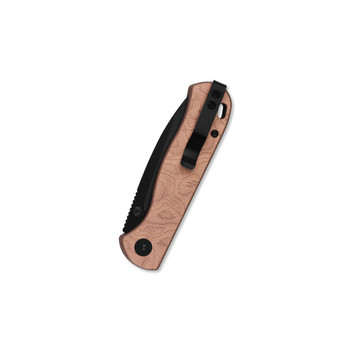 QSP Ferret Folding Knife Copper Foil G10 Handle Nitro-V Clip Point Plain Edge Black Finish QS170-E2