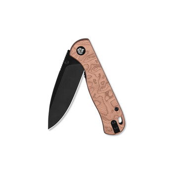 QSP Ferret Folding Knife Copper Foil G10 Handle Nitro-V Clip Point Plain Edge Black Finish QS170-E2