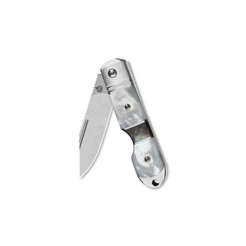 QSP Moray Limited Edition Folding Knife Mother of Pearl Handle Vanax Spear Point Plain Edge Belt Satin Finish QS171-C