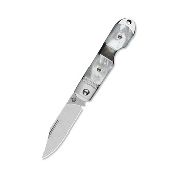 QSP Moray Limited Edition Folding Knife Mother of Pearl Handle Vanax Spear Point Plain Edge Belt Satin Finish QS171-C
