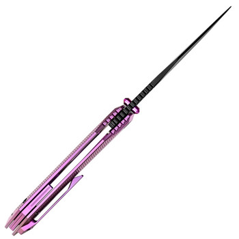 (Open Box) Returned Artisan Cutlery Dark Wing Folding Knife Purple Titanium Handle S35VN Plain Edge Black PVD Finish 1887G-BPU