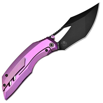 (Open Box) Returned Artisan Cutlery Dark Wing Folding Knife Purple Titanium Handle S35VN Plain Edge Black PVD Finish 1887G-BPU